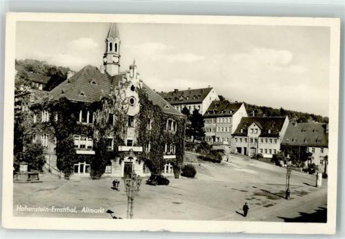 09337 O9270 Hohenstein-Ernstthal - Altmarkt Rathaus Litfaßsäule Oldtimer