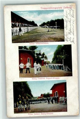 Zeithain Truppenübungsplatz Kaiser Wilhelmstraße König Friedrich August Straße Prinz Johann Georg Straße Soldaten Uniform Pickelhaube Trompete