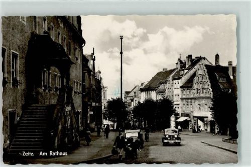 Zeitz am Rathaus Oldtimer Litfaßsäule