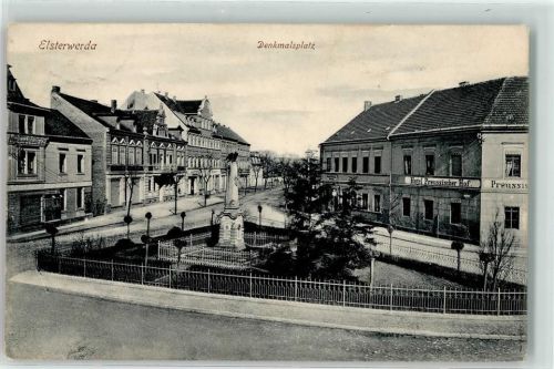 04910 O7904 Elsterwerda Gebrauchsspuren Denkmalsplatz Denkmal Hotel Preussischer Hof