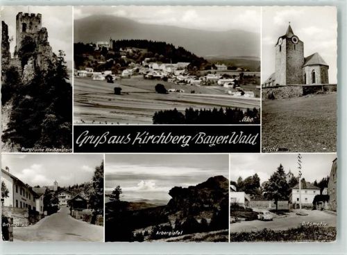 Kirchberg i. Wald Burgruine Weißenstein Arbergipfel Maibaum VW-Käfer Kirche