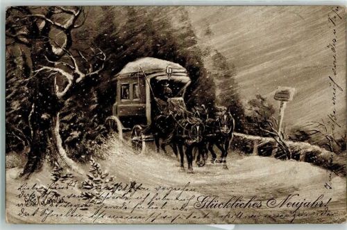 1912 signiert Schröpler Winter Neujahr Serie 441 4 Dessins