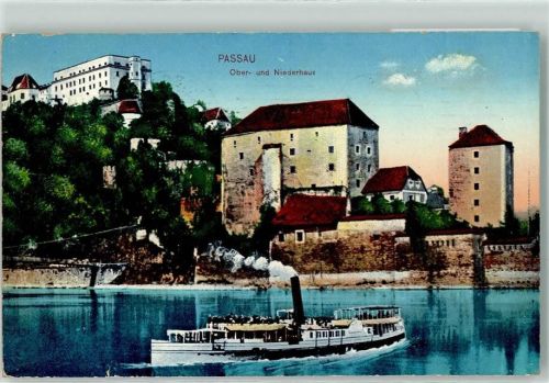 Passau 1915 Ober- und Niederhaus Donau-Ausflugsdampfer