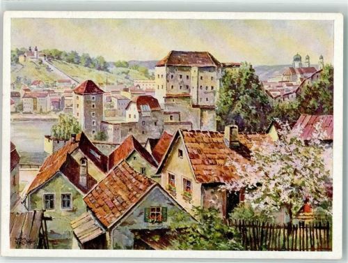 Passau Über den Dächern der Ilzstadt sign. Anton Pfeilschifter
