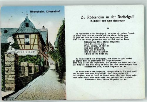 Rüdesheim 1940 Drosselhof , Gedicht von Otto Hausmann AK