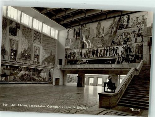 Oslo Rathaus Zentralhalle Ölmalerei von Henrik Sorensen