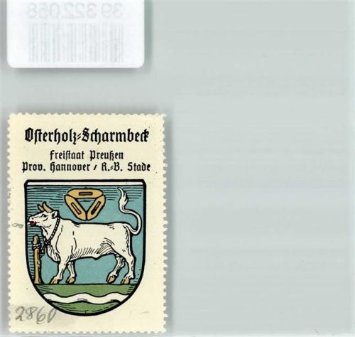 Osterholz-Scharmbeck Vignette Wappen Freistaat Preußen Prov. Hannover R. B. Stade