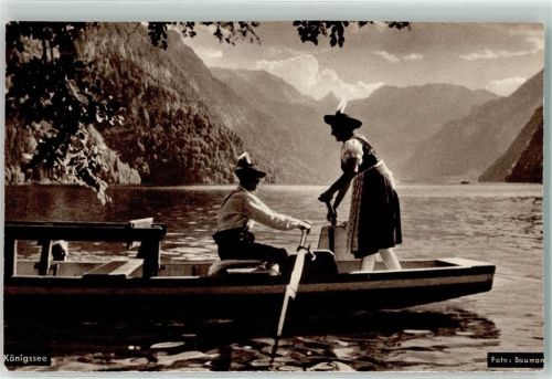 Schönau Königsee vom Malerwinkel Boot Tracht