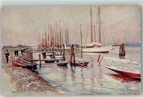 Travemünde 1916 Die Yachtflotte nach dem Rennen in Travemünde Schwarz-Weiß-Rot