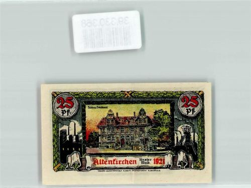 Altenkirchen 1921 Notgeld 25 Pfennig Altenkirchen Westerwald Schloss Friedewald Nr. 407797