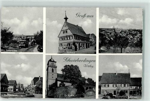 Schwieberdingen Rathaus Lastwagen Stuttgarterstraße Ev. Kirche Geschäftshaus Ellinger