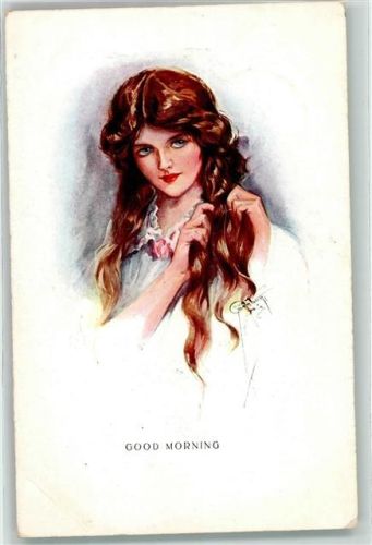1915 Good Morning , Frau mit langen Haaren AK