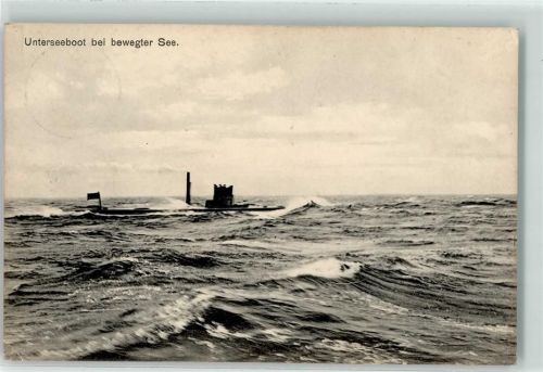 Unterseebot bei Bewegte See AK U-Boot 1912 Gebrauchsspuren