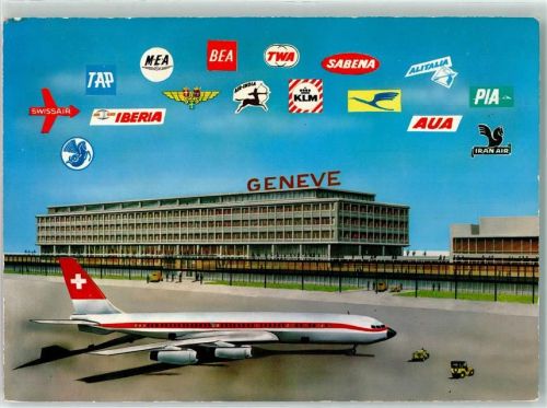 Genève Flugzeug Swissair Werbung