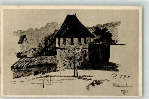 Passau An der Stadtmauer Zeichnung von Rob. Maendl