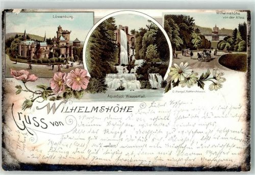 Wilhelmshöhe 1899 Aquadukt Wasserfall Löwenburg