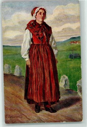 Dalarna Nordiska museet Kyrkdräkt Järna socken Frau Tracht sign.