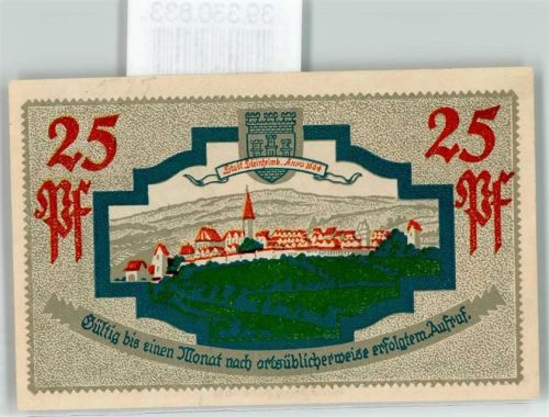 Steinheim Notgeld 25 Pfennig Kirche Stadtsparkasse