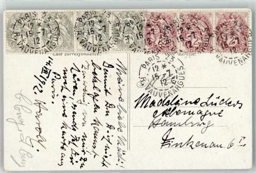Paris 1912 Mischfrankatur