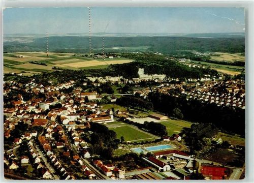 Mühlacker Schwimmbad Fußballfeld Fernmeldemasten Fliegeraufnahme