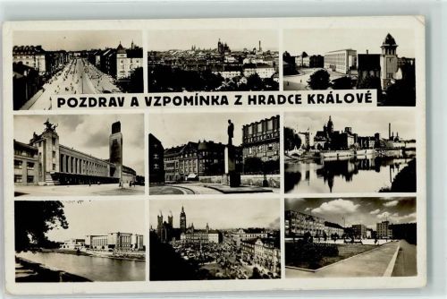 Hradec Kralove WK II Stempel Turm Kirche Fabrik Straße Platz Denkmal