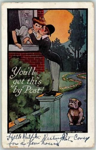 1908 Comic Humor You`ll get this by Post - Künstlerkarte