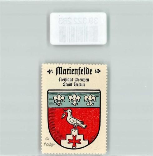 10115 W1000 Marienfelde - Vignette Wappen Freistaat Preußen Stadt Berlin