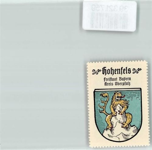 Hohenfels Vignette Wappen Freistaat Bayern Kreis Obepfalz