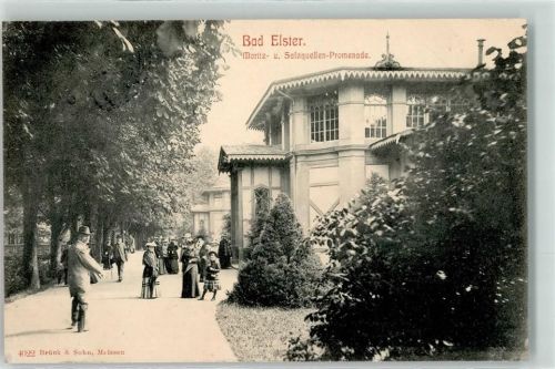 Bad Elster 1906 Moritz Salzquellen Promenade Kind Frau Mann