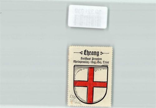Ehrang Vignette Wappen Freistaat Preußen Rheinprovinz Reg. Bez. Trier