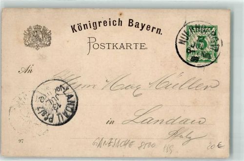 W8500 Nürnberg 12. Deutsches Bundesschiessen 1897 Privatganzsache