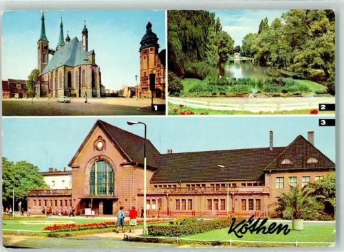Köthen Marktplatz St. Jakobskirche Rathaus Hubertusteich Bahnhof