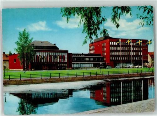 Dalarna Falun Volkshaus Stadttheater Fahnen Blau Gelb