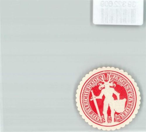 99752 O5502 Bleicherode Siegelmarke Magistrat der Stadt Wappen Schwert Weiß Rot