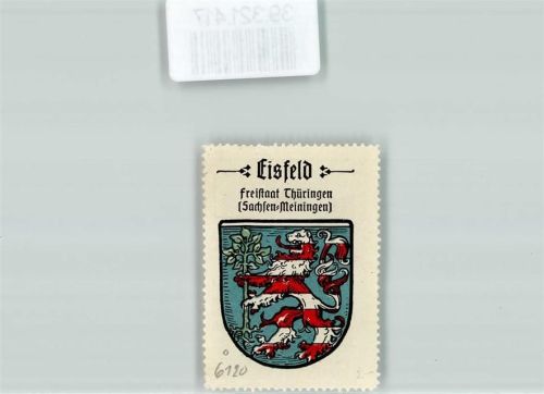 Eisfeld Vignette Wappen Freistaat Thüringen Sachsen Meiningen