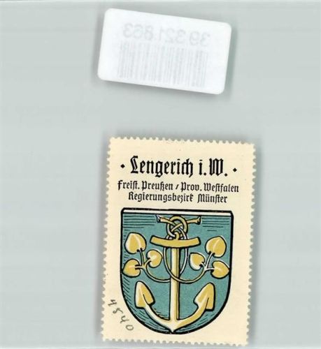 Lengerich Vignette Wappen Freist. Preußen Prov. Westfalen Regierungsbezirk Münster