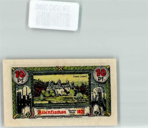 Altenkirchen 1921 Notgeld 10 Pfennig Altenkirchen Westerwald Schloss Crottorf Nr. 013202