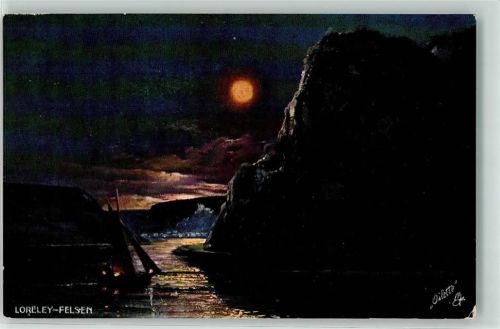 W5421 Loreley Tucks/ Raphael Tuck & Sons Serie Rheinburgen II Nr 679B Weite Weite Welt sign Oilette Loreley