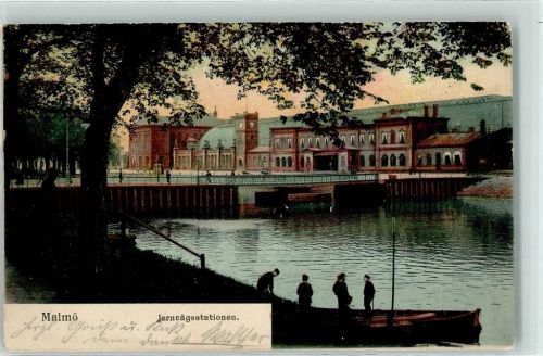 Malmö 1904 Jernvägsstationen Ruderboot