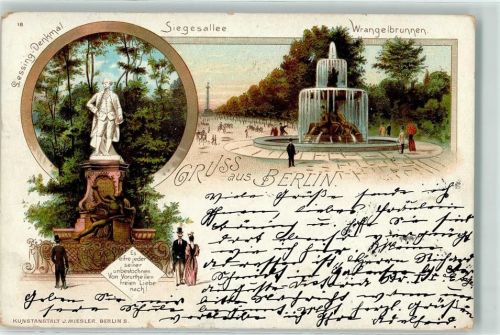 Kreuzberg 1897 Lessing-Denkmal Siegesallee Wrangel-Brunnen