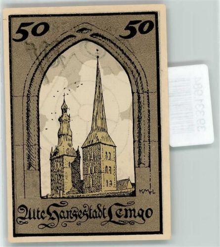 Lemgo Notgeld 50 Pfennig Rathaus Nokolaikirche