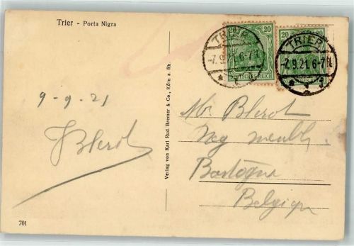 Trier 1921 Mehrfachfrankatur Inflationsporto 40 Mark