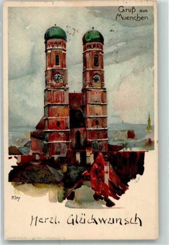 München 1911 Frauenkirche sign. Kley