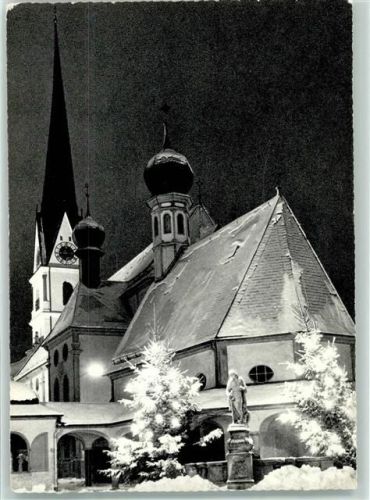 Prien Pfarrkirche Winter Nachtaufnahme
