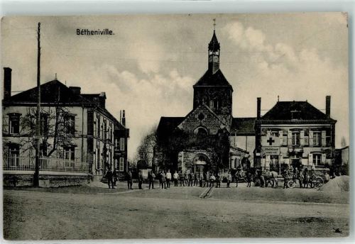 Betheniville Kirche Kinder Kutsche Rotes Kreuz Feldpost Nr. 50 Genesungsheim III. Armee