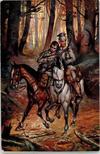 1915 sign.Kiesslich C.W. Herbst Soldat Pferd BA Nr.214