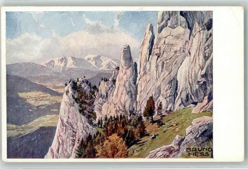 Hohe Wand Turmsteig sign.Bruno Hess Künstlerkarte Karte Nr.1706