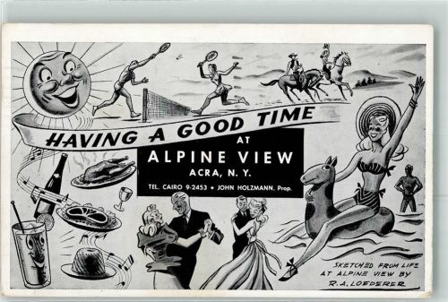 New York City sign.Loederer R.A. Alpine View Acra Reiten Tanz