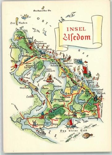 Usedom Landkarte sign. A. Hoppe