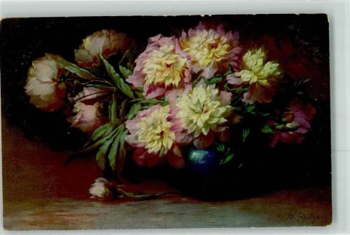 Blumen in Vase sign.W.Schütze Meissner und Buch Serie 2330